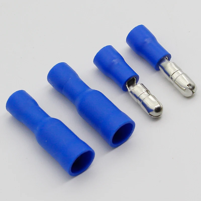 Hot 50 X Blue Male Female Bullet Connector Crimp Terminals Wiring