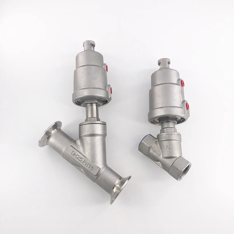 Stainless steel pneumatic Angle seat valve female thread welding clamp Y type high temperature steam Angle seat valve
