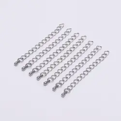 10pcs 5/10cm Stainless Steel Extension End Chain With Water Drop Bracelet Extension Tail Chain For DIY Jewelry Making Findings
