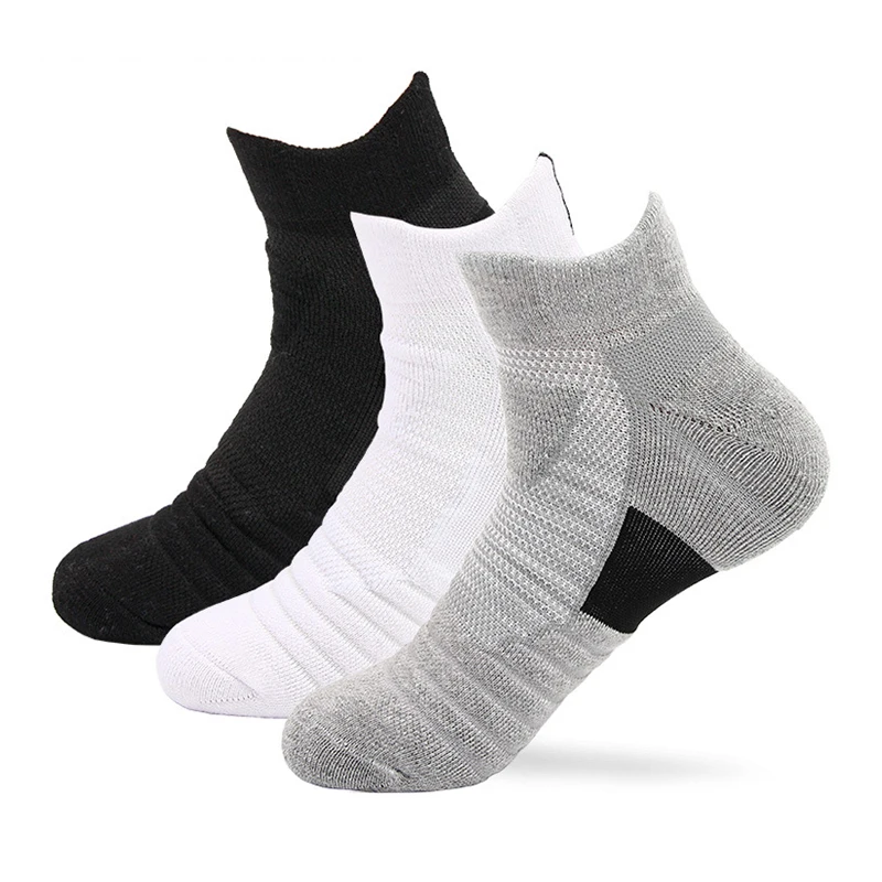 Brothock Men sports socks cotton non-slip running outdoor towel bottom boat crew sock slippers short tube elite basketball socks