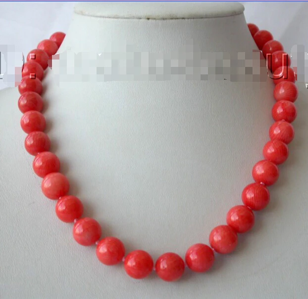 wholesale factory price High-quality Jewelry real  big 10MM ROUND natural pink red CORAL BEADS necklace Collier Halsk