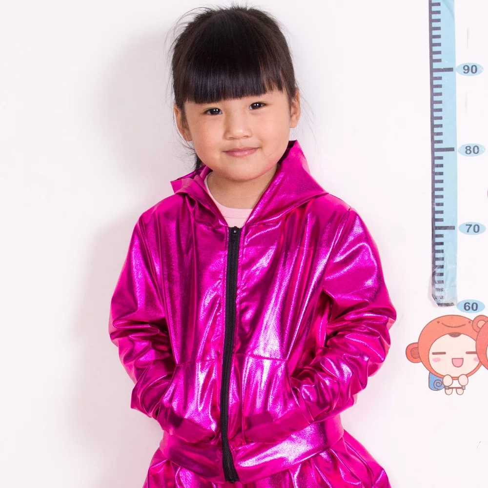 

2021 Spring Autumn Kids Audlt Rose Red Bomber Jacket Stage Performance Wear Paillette Feminina Casaco Hip Hop Dance Coat