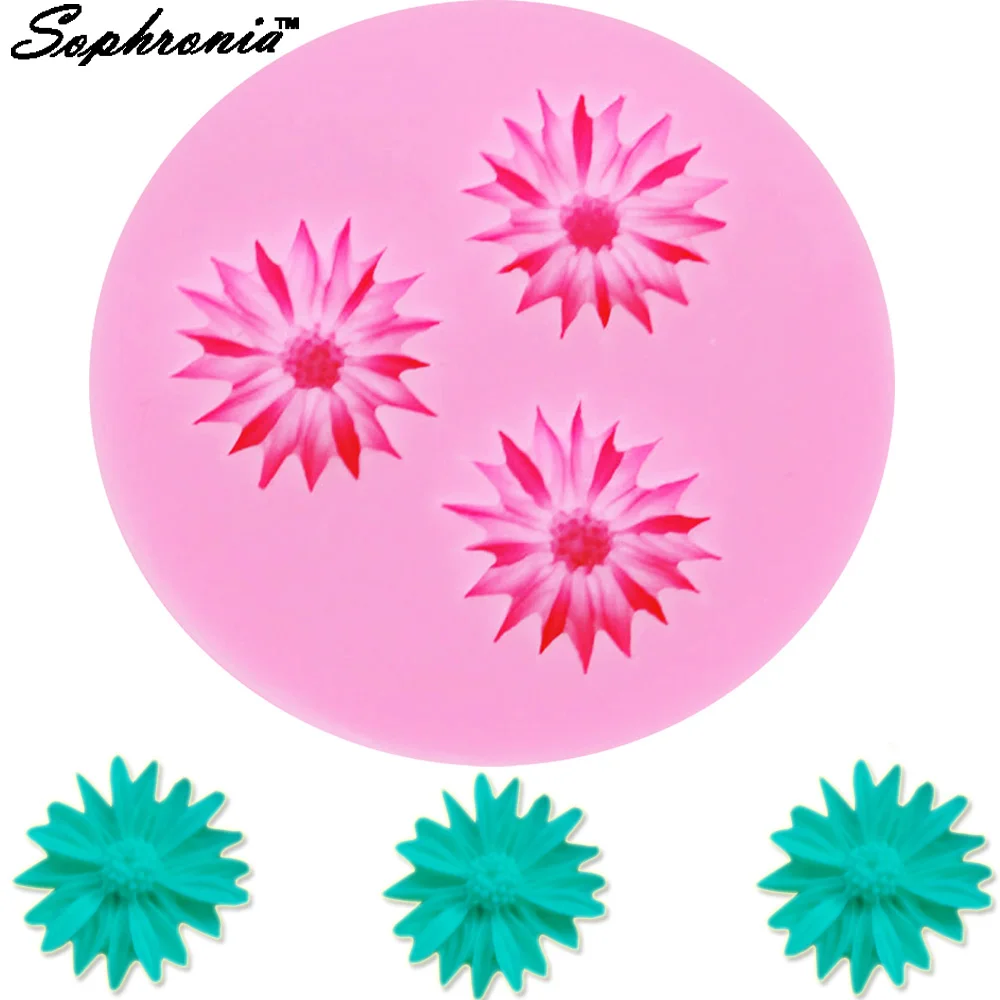 

10pcs/set Mini Flower Chrysanthemum Silicone Cake Decorating Molds Fondant Chocolate Candy Cake Tools, m125