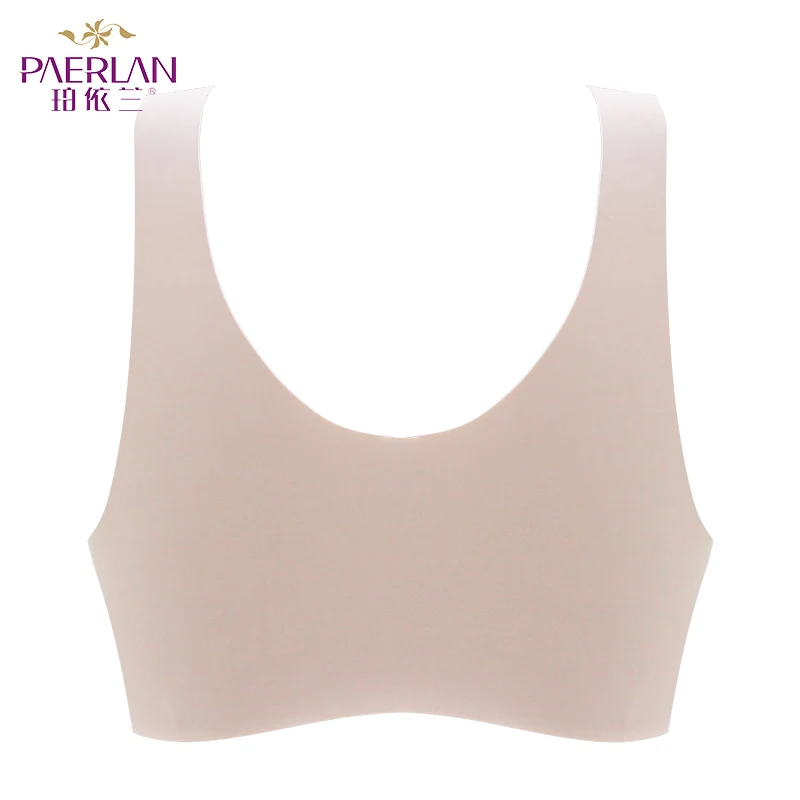 PAERLAN Glossy Push Up Wire Free Thin Women's Underwear Push Up Sexy Sports Vest Sleep Full Cup Bra Solid