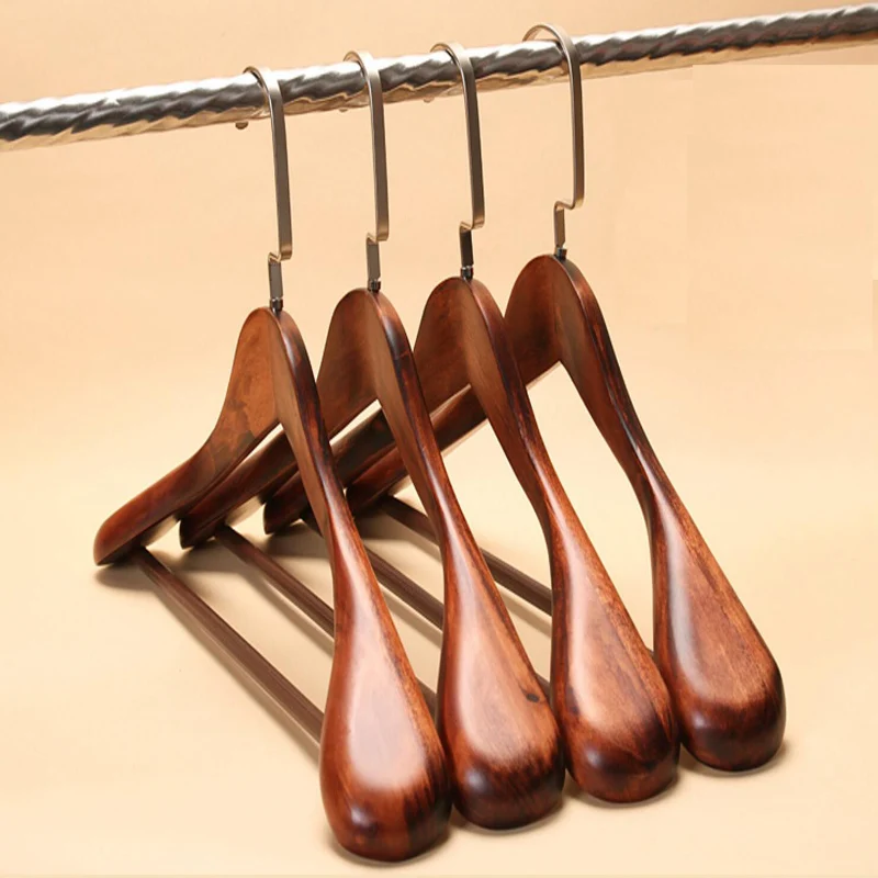 

5pcs/lot 40/44cm Man woman Wide shoulder hanger vintage wood coat hangers household clothing store solid wood suit hanger