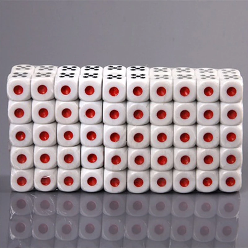 100pcs/Pack New Material Acrylic Mahjong Dice Red Black Dot Round Corner High Quality Boutique Dice