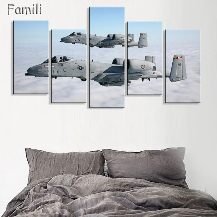 5Pieces/set Canvas Art Paintings HD Printed Fighter Aircraft Wall Art Picture Poster Prints Home Decor Wallpaper Modular Picture