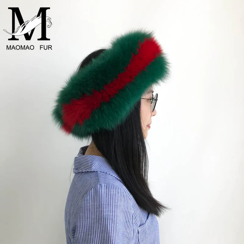 Wanita Nyata Bulu Headband Musim Dingin Musim Gugur Alam Fox Bulu Ikat Kepala Wanita Mewah Seluruh Kulit Double Warna Kustom Bulu Headwarps