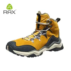 RAX Hiking Boots Men Women Waterproof Snow Boots Fleece Waterproof Trekking Shoes Warm Outdoor Sneakers Mountain Boots Men