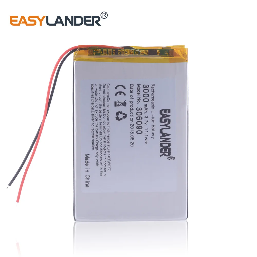 3pcs /Lot 3.7V 3000mAh 306090 Rechargeable Lithium Li-ion Polymer Battery