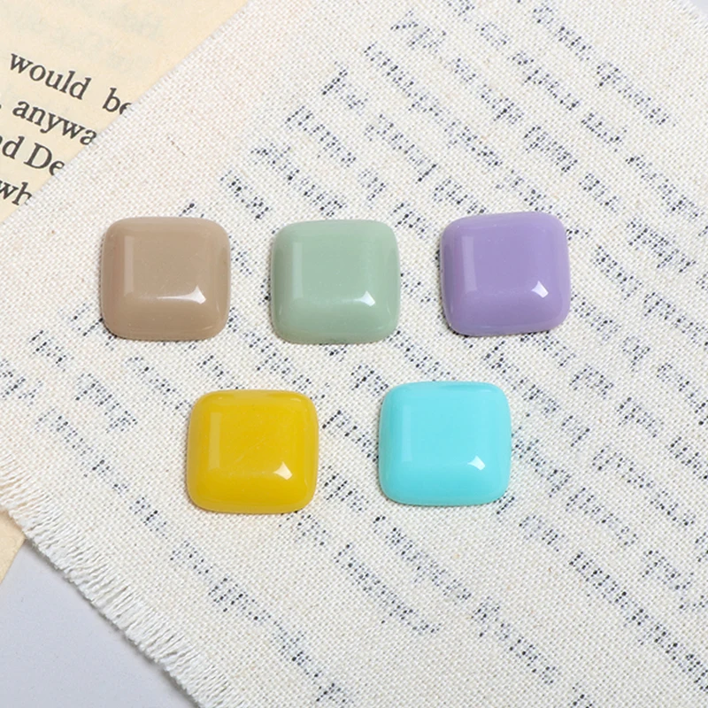 10pcs 15mm Small Square Stud Earring Patch Findings Resin Charms Diy Cabochon Beads Ring Setting Button Jewelry Accessories F295