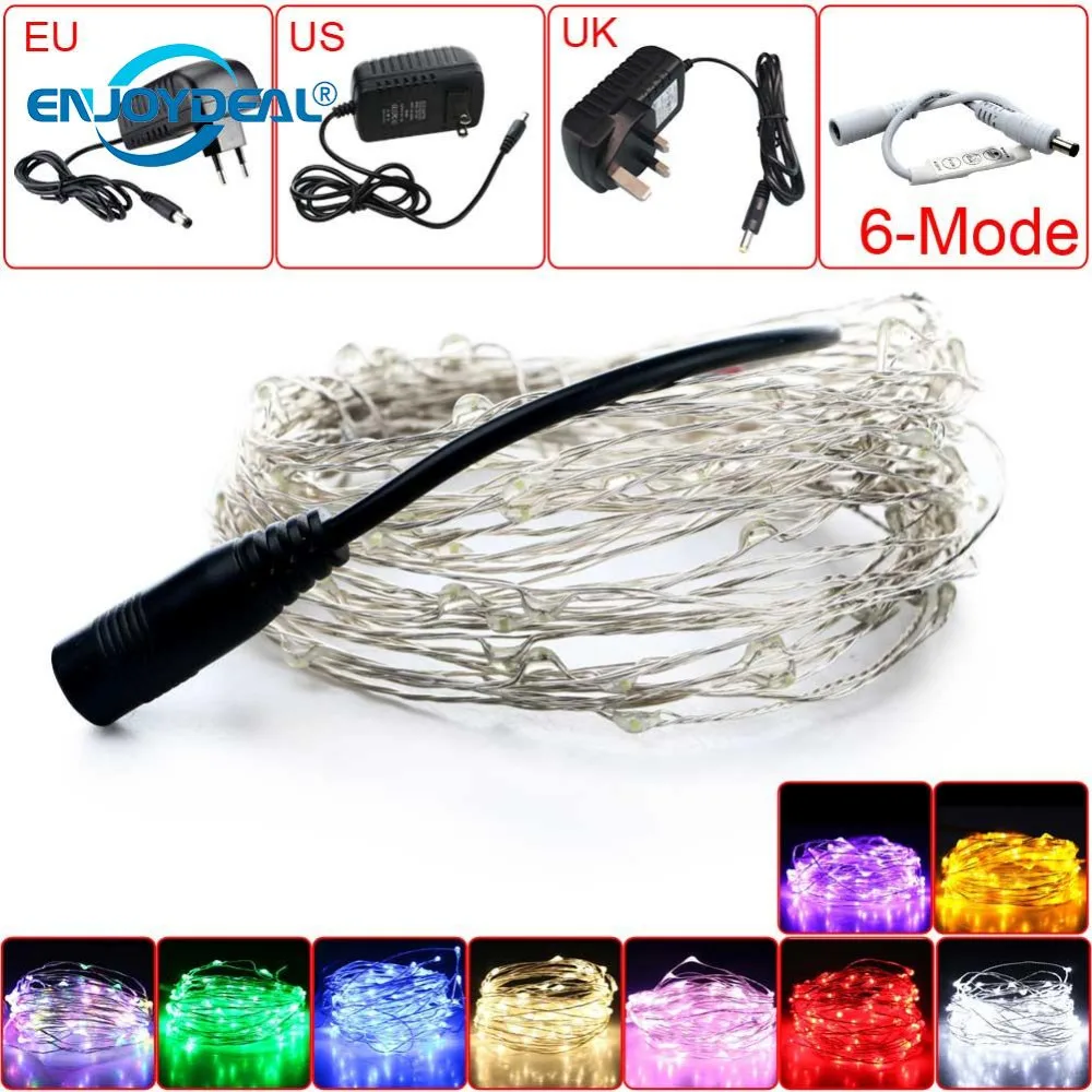 

33ft/10m 100LED Waterproof Christmas Star String Light Fairy Lights + Dimming Controller+12V2A Adapter LED Lamp Indoor Outdoor