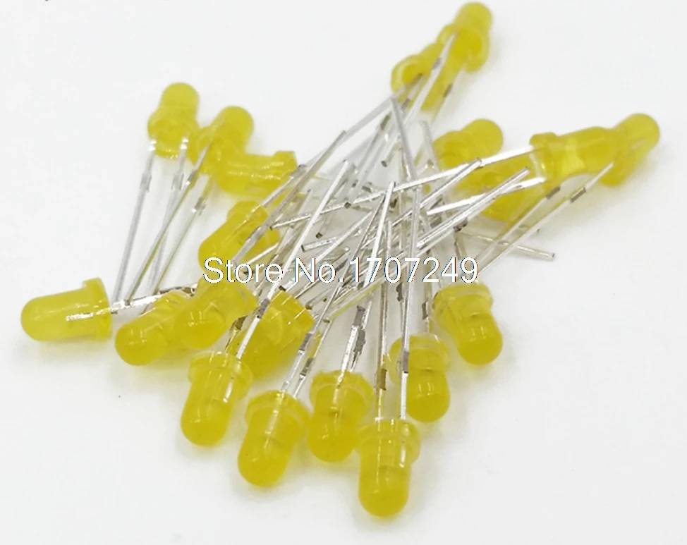 

1000pcs Yellow LED 3MM Yellow light-emitting diode Yellow turn Yellow Diffused Light-Emitting Diode LED 3V F3 Lamp Feet: 17~19mm