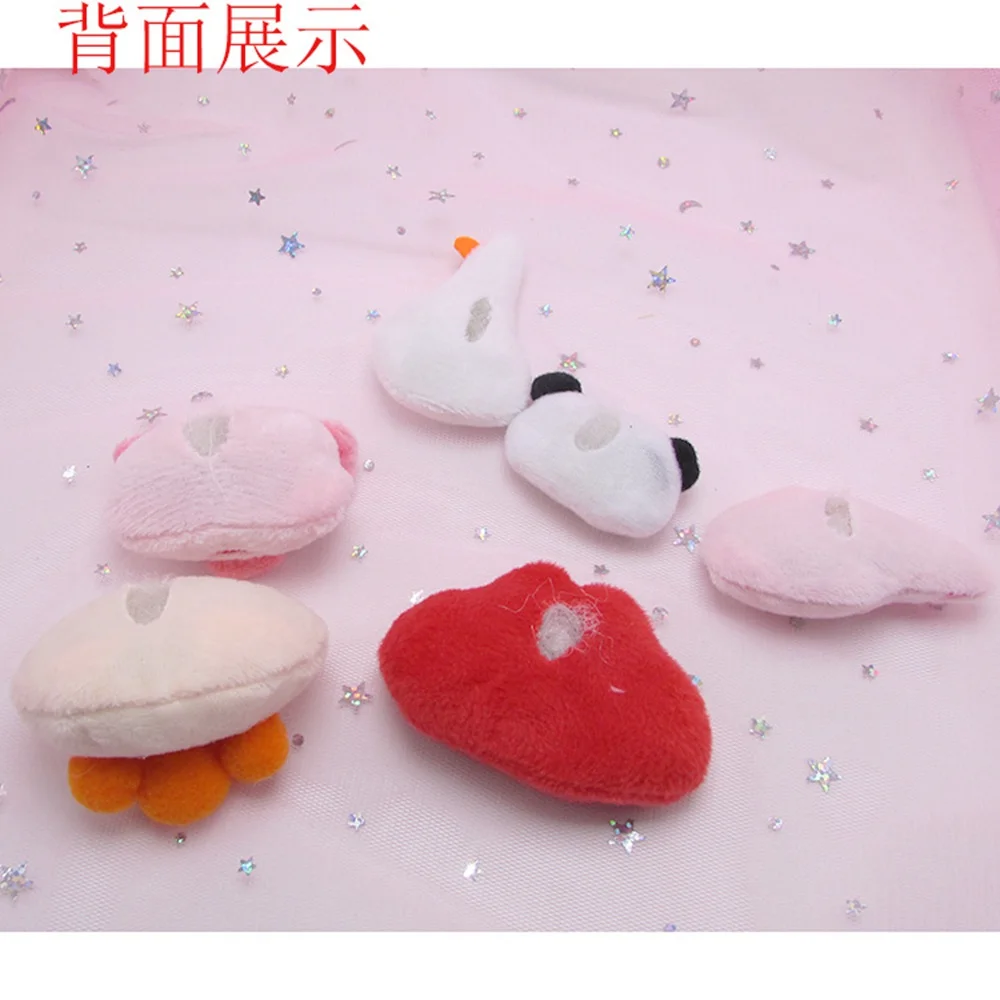 50pcs/100pcs/lot cartoon panda duck pig plush doll toy padded applique for kids headwear garment shoe decorate DIY accessories