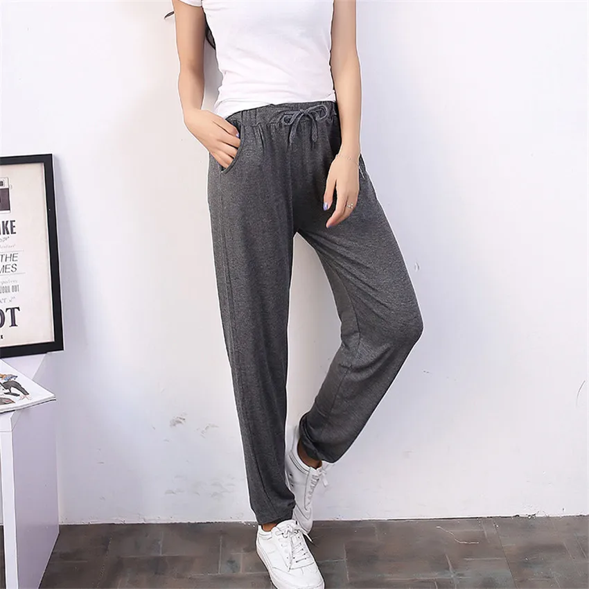 Gowyimmes New S-3XL Kích Thước Lớn Phụ Nữ Modal Quần Casual Harem Pant Harajuku màu kẹo Quần Nữ Mắt Cá Chân dài Quần PD017