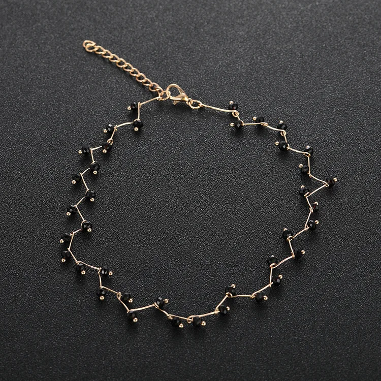 New Personality Simple Wild Black Crystal Short Clavicle Chain Korean Women\'s Beaded Fashion Gift Dress Accessories Necklace