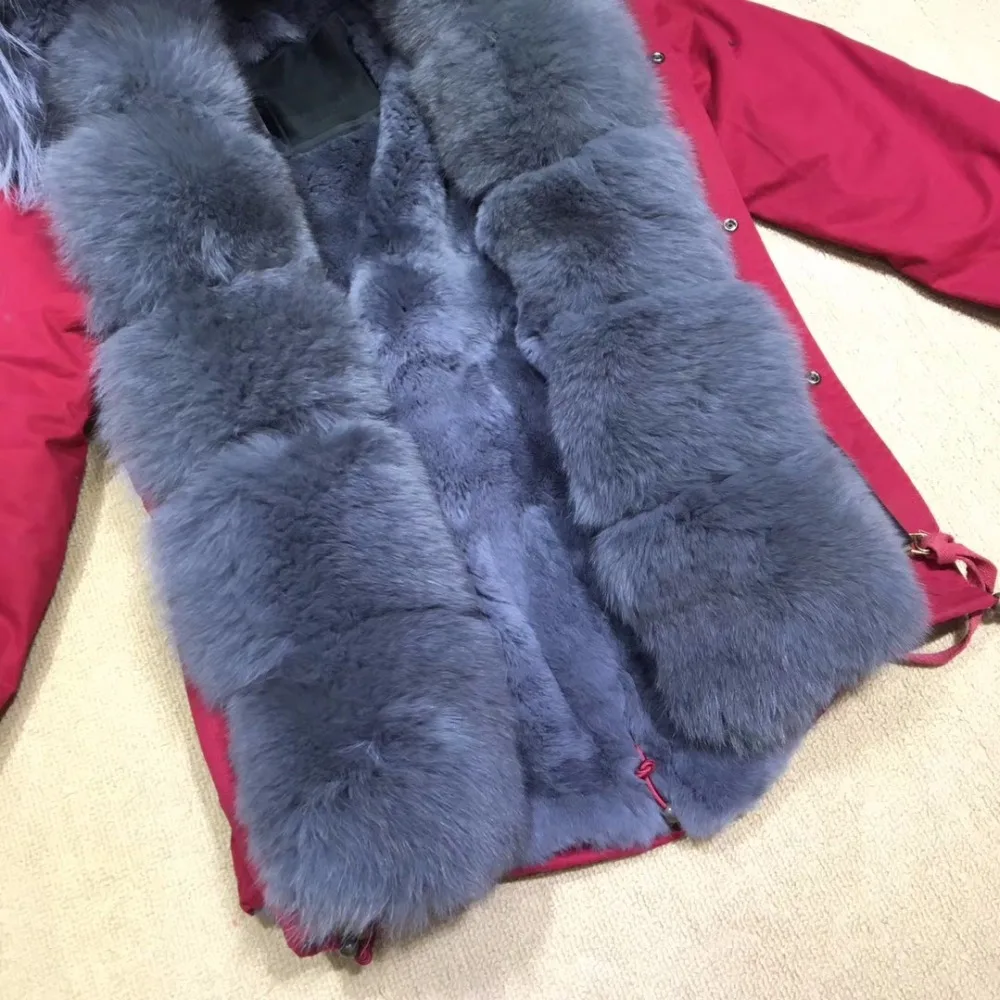 ล่าสุดฝ้าย Out หรูหรา Parka สีเทาซับขนสัตว์ Faux และ Fox Fur Trimming หนาสำหรับผู้หญิงและผู้ชาย