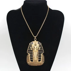 Wholesale Black Enamel Tutankhamun Classic Egyptian Pharaoh Head Pendant Necklace Hip Hop Punk Necklace Jewelry For Men Women