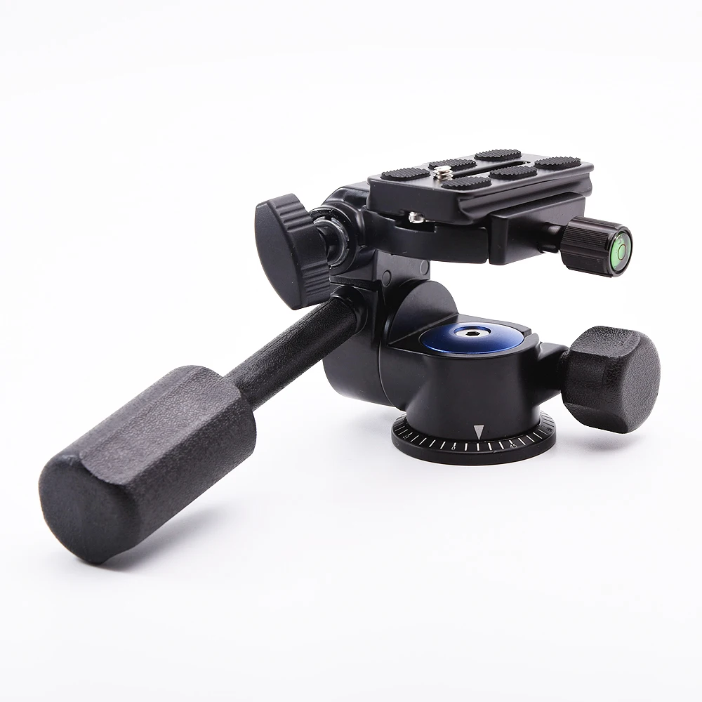 SETTO-Cabezal de bola de trípode para vídeo, brazo basculante de cabeza fluida de 3 vías con placa de liberación rápida para monopié de trípode de cámara DSLR