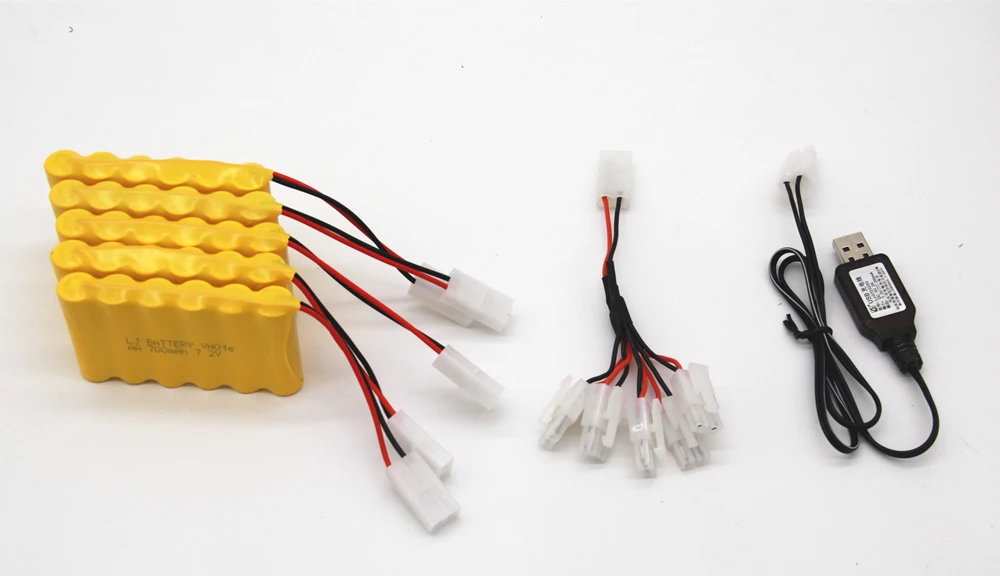 7.2v 700mah AA NI-CD البطارية مع 7.2v شاحن مجموعة ل الكهربائية لعب سيارة Telerobot قارب التحكم عن بعد خزان L6.2-2P التوصيل