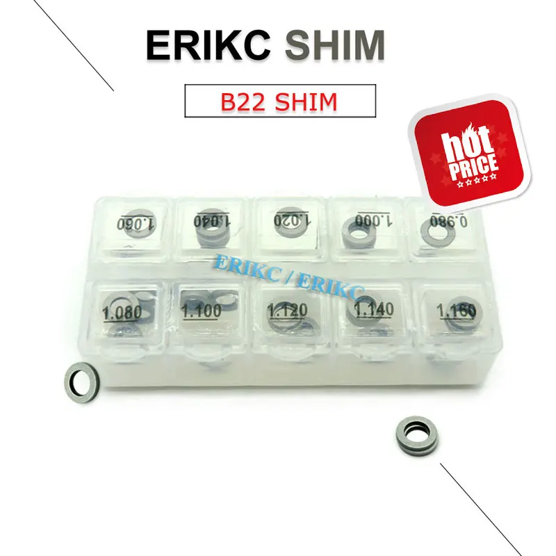 ERIKC B22 Armature Overlift Adjusting Gaskets 50 pcs/set Auto Engine Car Injector Valve Nozzle Shims Washer Size: 0.98mm--1.16mm