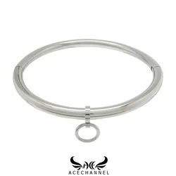 ACECHANNEL Polished Shining Solid Stainless Steel Slave Collar Lockable Torque Choker Necklace Fetish Wear Jewelry