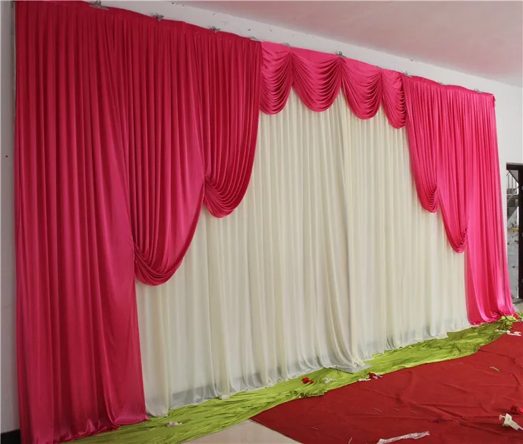 

TOP Quality Wedding Backdrops Curtain Swag High Quality Silk Material Drape Stage Decor 20ft (w) x 10ft (h) wedding decoration