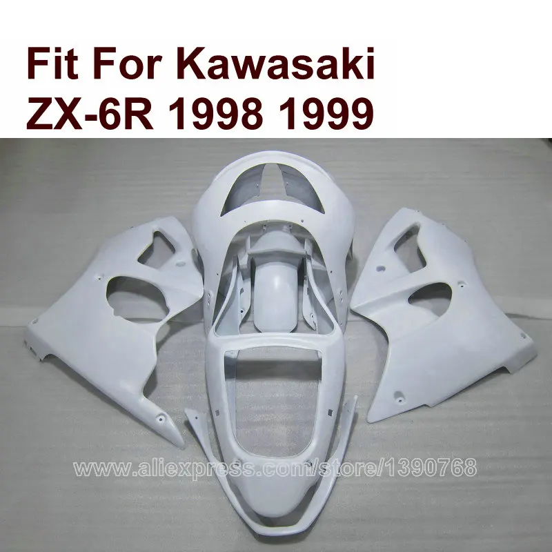 

Injection molded fairing for Kawasaki ZX6R 98 99 white fairings Ninja 636 ZX 6R 1998 1999 7 gifts PO16