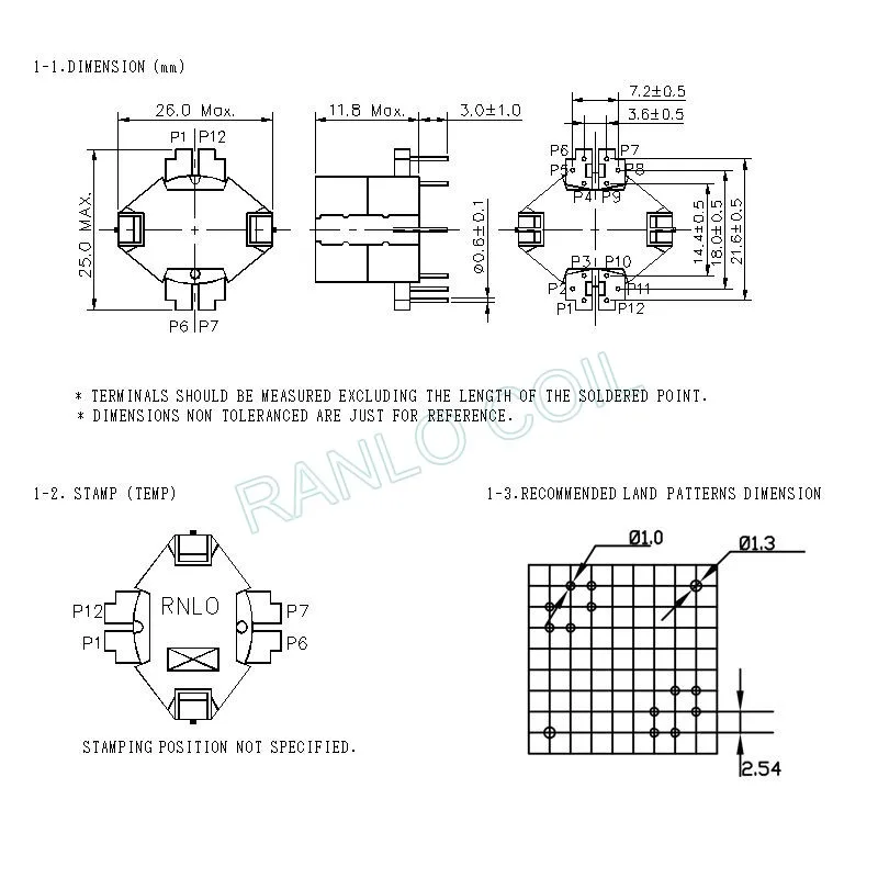 5pcs RANLO RM8 6+6pin Drive Transformer Magnet Ferrite Core Transformer Turn Ratio 53:53:53 7mH 0.29mm copper wire