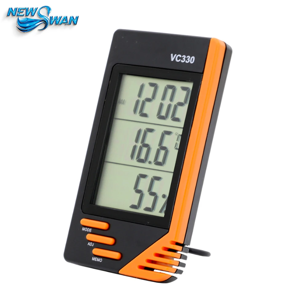 Portable Thermometer Hygrometer VC330 Temperature Humidiy Gauge Digital LCD Date Calendar Alarm Clock Display Hygrothermograph