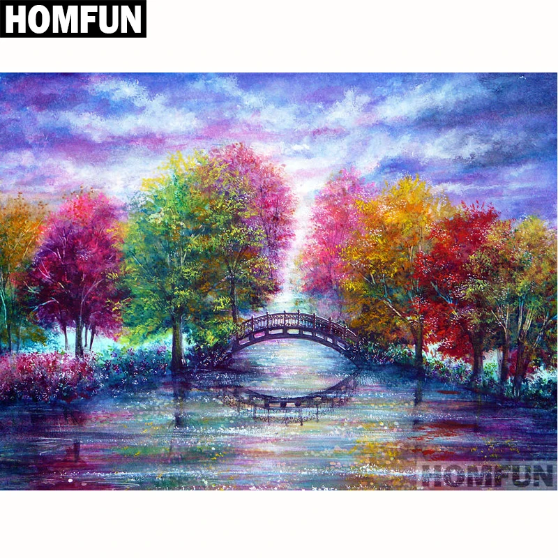 HOMFUN Diamond Painting Full Square/Round Diamond 