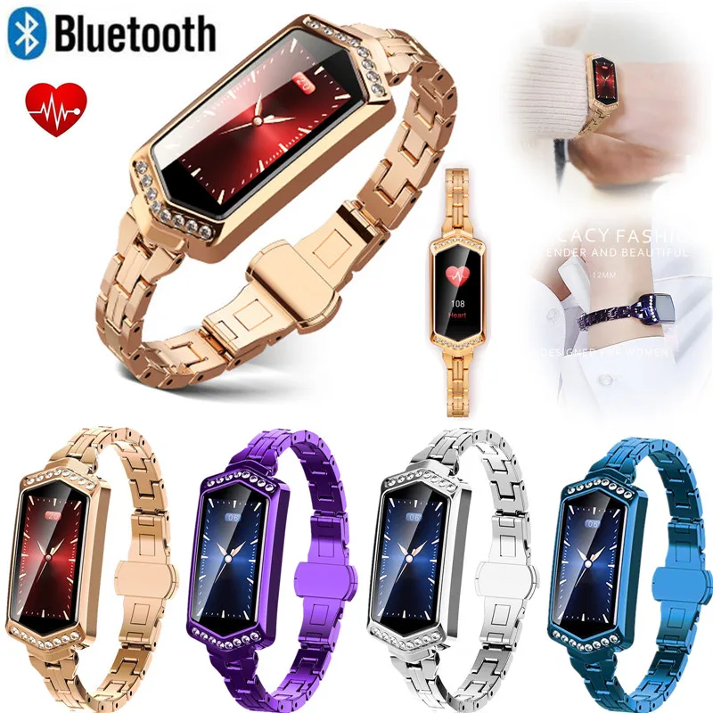 

Women Elegant Smart Watch Steel Wristband Bracelet Pedometer Fitness Tracker Heart Rate Sleep Monitor Health Tracker