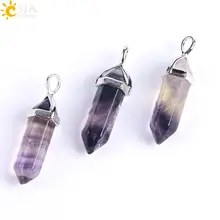 CSJA Fluorite Necklace Crystal Pendant #6