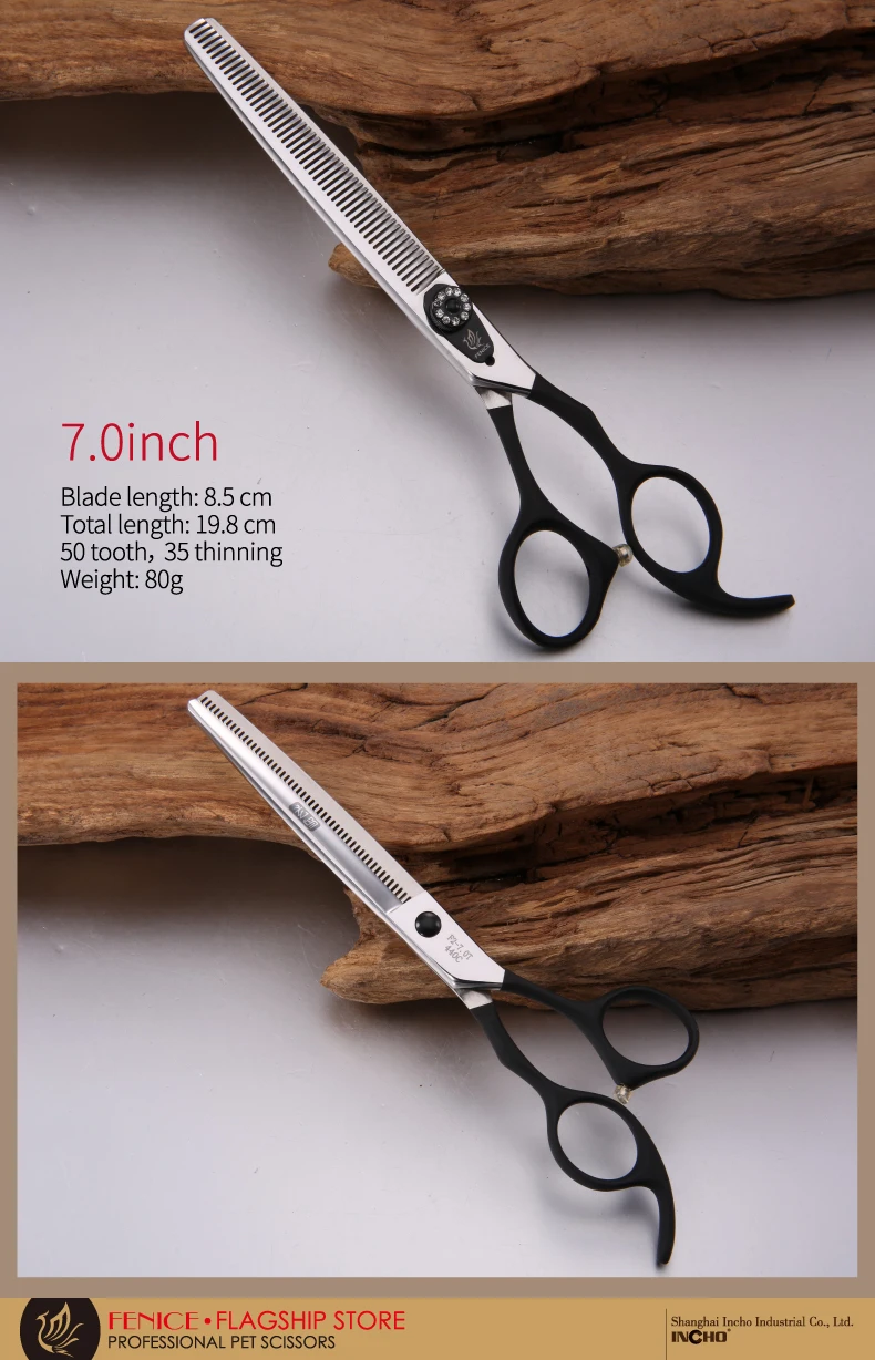 Fenice Hochwertige Tierhaarschere 7,0 7,5 Zoll Professionelle Japan 440c Schere zum Schneiden von Hundepflege – Detail 3