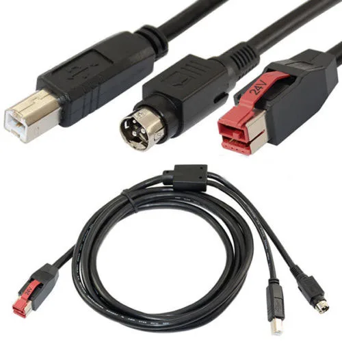 2M 24V Powered USB Cable for NCR Scangle Thermal Printer