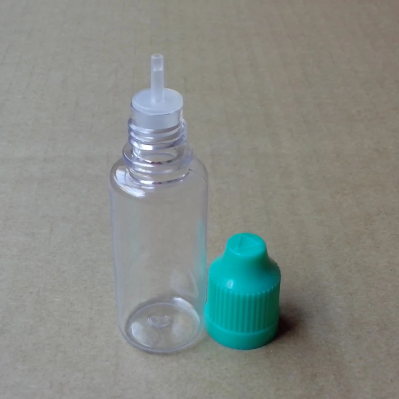 200pcs Empty PET Plastic Bottle E Liquid Bottles With Child Proof Cap Clear 20ml Vial