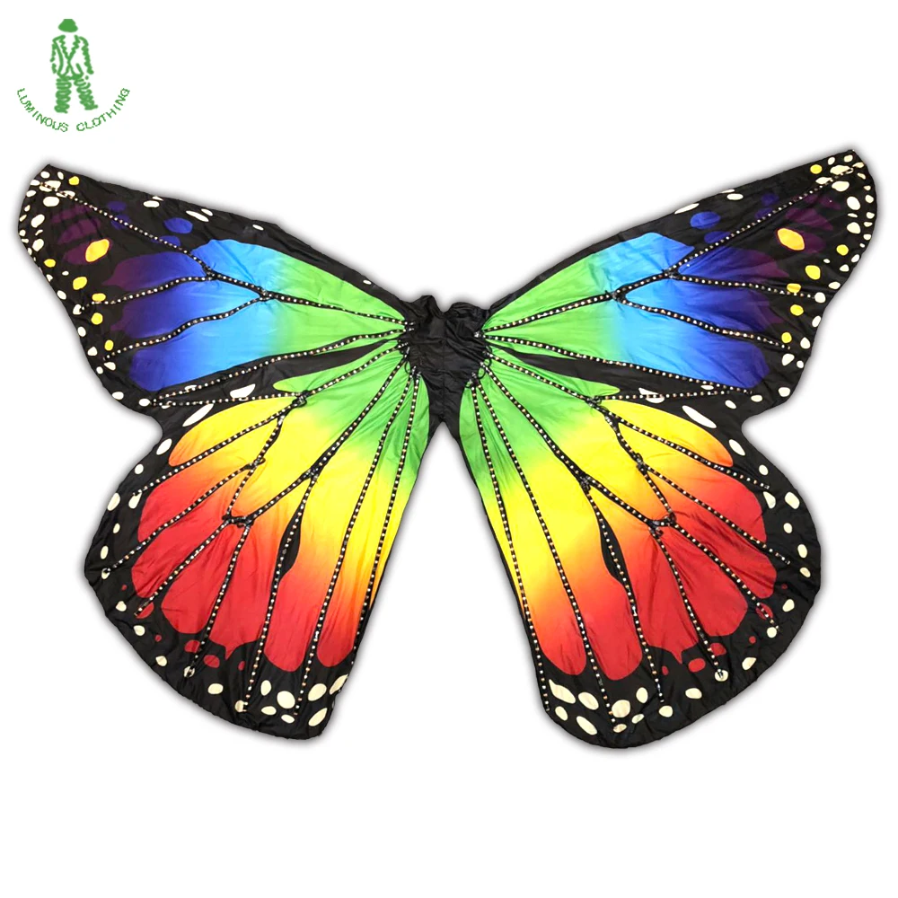 2018 NEW Belly Dance Props 360 Degrees LED Flash Lighting Wings Opening Split Wings Luminous Butterfly Dancing Wings With Sticks