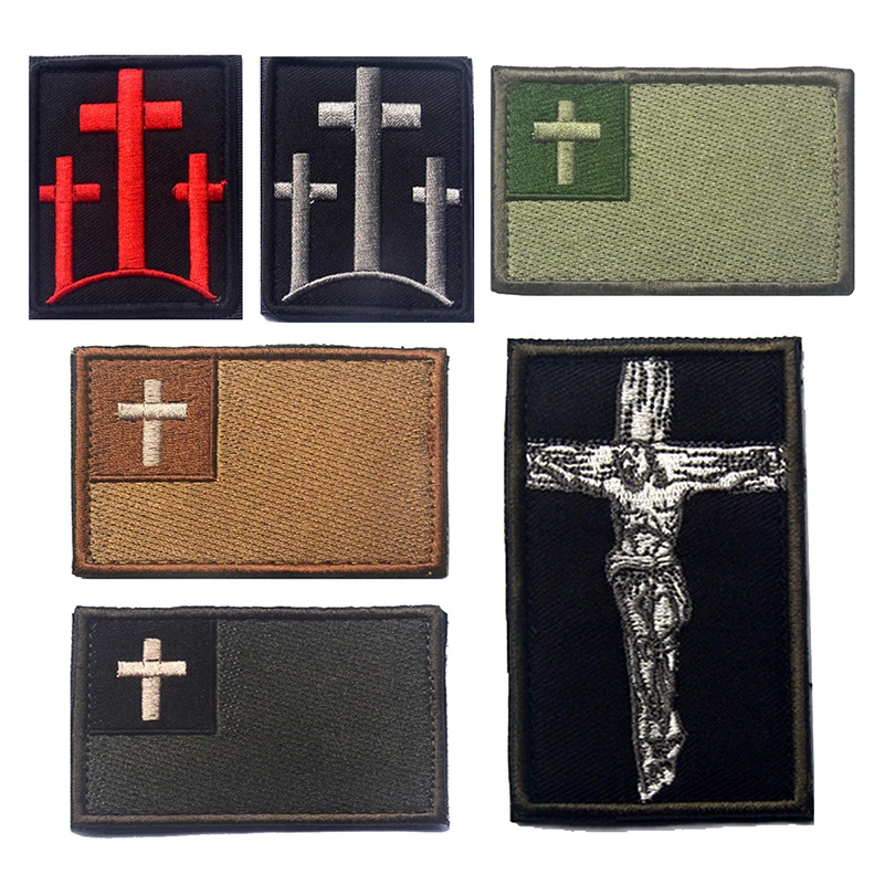 Christian Jesus Christ on Cross Patch Hook & Loop Decorative Embroidered appliques Patch For Backpack Clothing