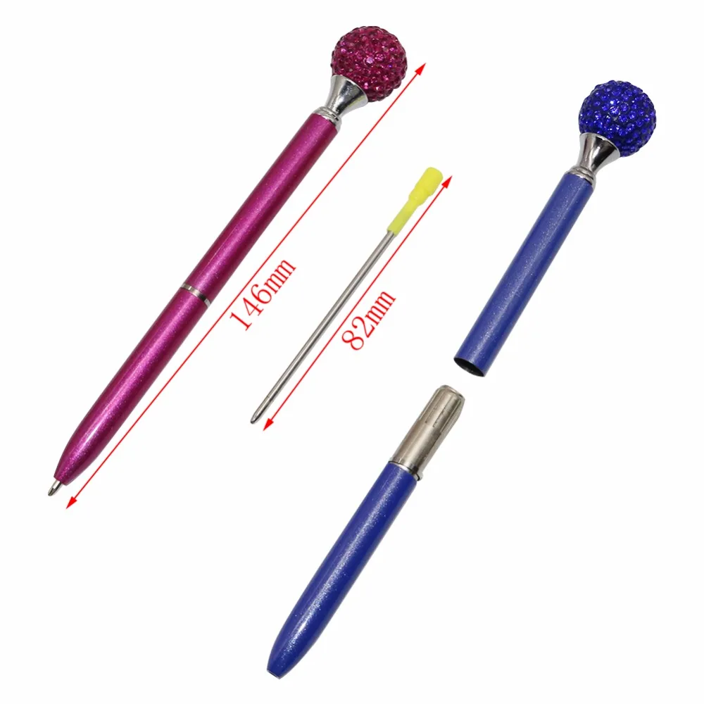 High-Quality Ballpoint Crystal Pen Round 14 Colors Colored Diamonds Metal Material Beautiful Pen 0.7mm Student Stationery Gift