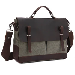 2020 Vintage Military Canvas Leather Men's Messenger Bag Canvas Shoulder Bag for men Crossbody Bag Sling Tote Handbag Satchel