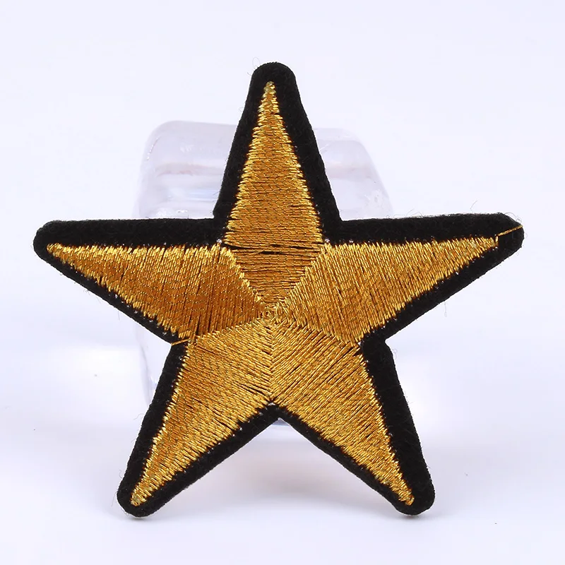 DIY Clothes Patch Embroidered Gold Star Sticker for Bags Jeans Sweater Decoration Wholesale Fabric Badge Appliques