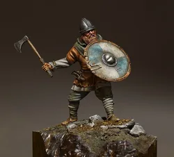 Unpainted Kit  1/24  75MM Viking with shield  figure Historical  Resin kit miniature model