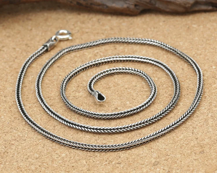 S925 pure silver  2mm import  fashion jewelry man necklace rope chain collocation of male and female Silver Necklace