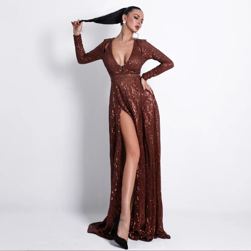 Robe De soirée à la mode, manches longues, robes De bal pour femmes, robes d'occasion, 2019