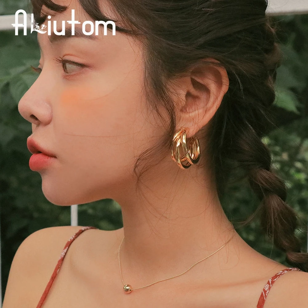 2020 Irregular Metal Stud Earrings Fashion Semicircular Alloy Punk Earrings Fine Jewelry Geometry Brincos Bijoux For Women Girl