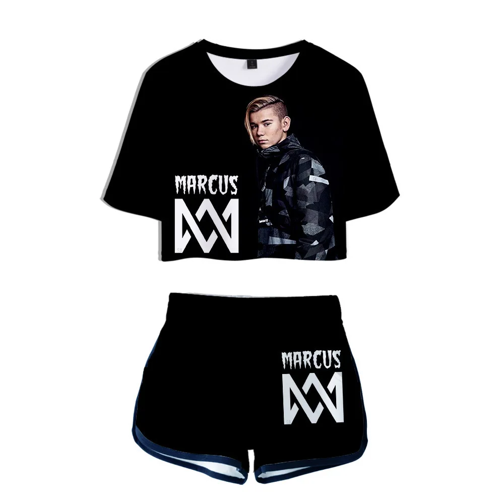 Marcus and Martinus 3D Print 2 Piece Set Women Summer Suit Conjunto Feminino Crop Top and Shorts Two Piece Outfits Matching Sets