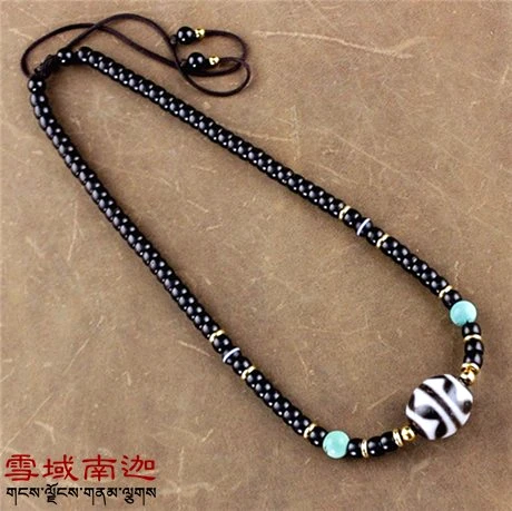 Fengshui Tibetan Dzi Cholers Necklace Tiger Tooth Pettern Daluo Dzi Bead and Coconut shells Fashion Fine Jewelry