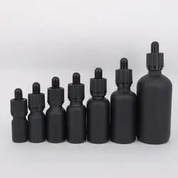 6pcs 100ml 50ml 30ml 20ml 15ml 10ml 5ml Matt black glass essential oil dropper bottle essential drop vials Cosmetic Containers