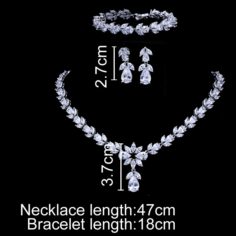 Emmaya Luxury Zircon Bridal Wedding Jewelry Sets Zirconia Necklace/ Earrings/ Bracelet Full Set For Women Party