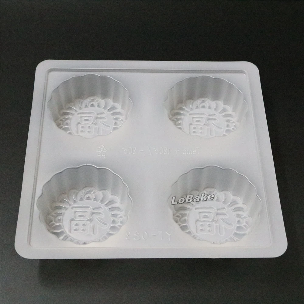 (5pcs/lot) 4 Cavities round diameter 7.5*height 2.5cm China traditional word FU shape Plastic pudding mooncake Mold for bakery